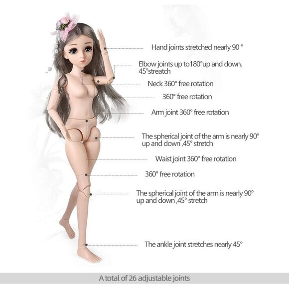 1/4 SD Smart Ball Jointed BJD Dol DIY Toy with Full Set Clothes Shoes Wig Makeup - Picture 5 of 8